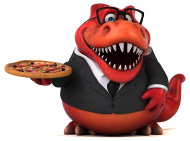 Komik karikatür karakter pizza - 3d çizim