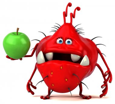 Apple - 3d çizim ile eğlenceli çizgi film karakteri