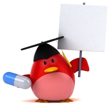 Hap ile eğlenceli çizgi film karakteri - 3D İllüstrasyon