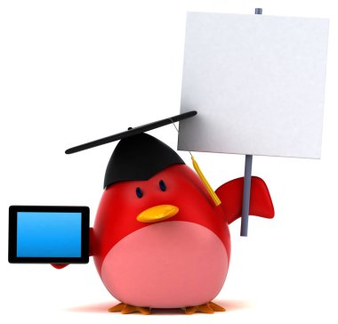 Komik çizgi film karakteri ile tablet - 3d çizim