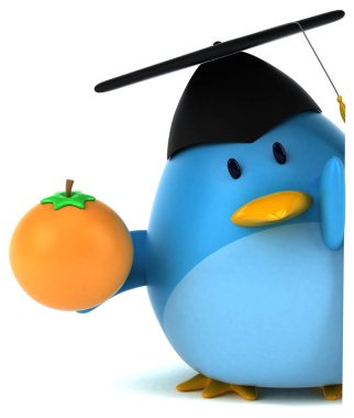 Komik çizgi film karakteri turuncu - 3d çizim ile