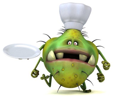 Eğlenceli çizgi film karakteri ile plaka - 3d çizim