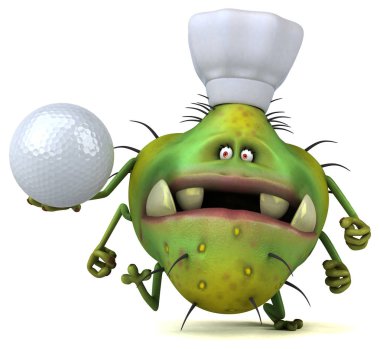 Komik çizgi film karakteri ile topu - 3d çizim