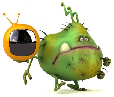 Tv - 3d çizim ile eğlenceli çizgi film karakteri