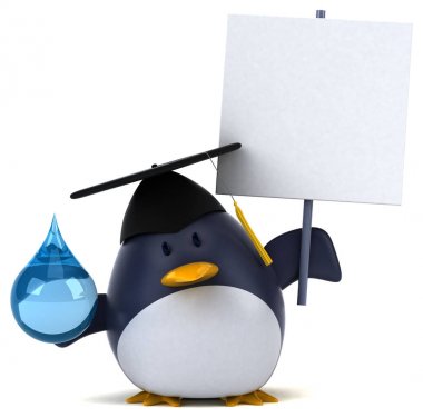 Eğlenceli çizgi film karakteri ile su damla - 3d çizim