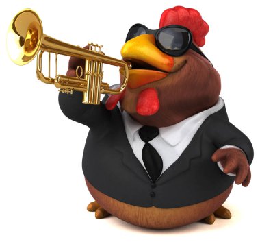 Müzik - 3d çizim komik çizgi film karakteri