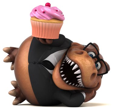 Komik karikatür karakter ile cupcake - 3d çizim