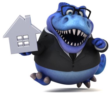 Eğlenceli çizgi film karakteri ile ev - 3d çizim