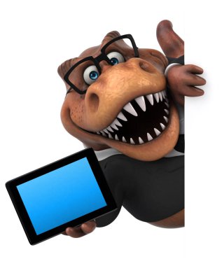 Komik çizgi film karakteri ile tablet - 3d çizim