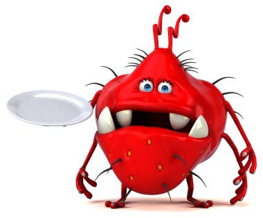 Eğlenceli çizgi film karakteri ile plaka - 3d çizim