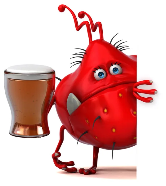 Lustige Cartoon Figur Mit Bier Illustration — Stockfoto