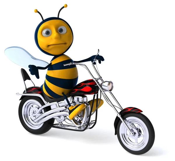 Abeille Amusante Sur Moto Illustration — Photo