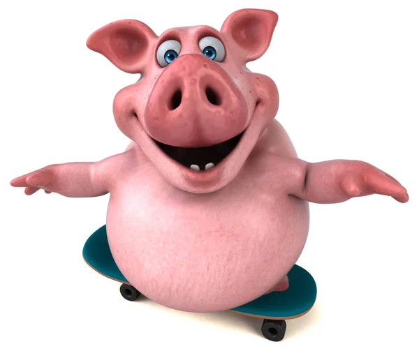 Fun Pig Skating Illustration — Stock Photo, Image