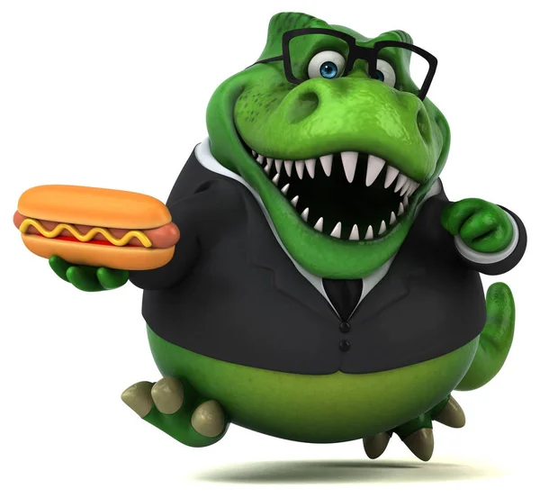 Grappige Cartoon Karakter Met Hotdog Illustratie — Stockfoto