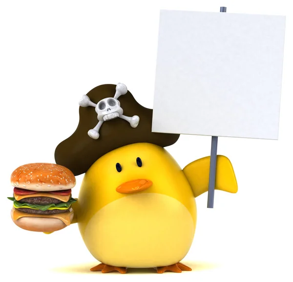 Lustige Cartoon Figur Mit Hamburger Illustration — Stockfoto