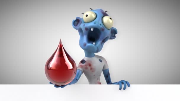 Zombie Divertido Personaje Dibujos Animados Con Gota Animación — Vídeo de stock