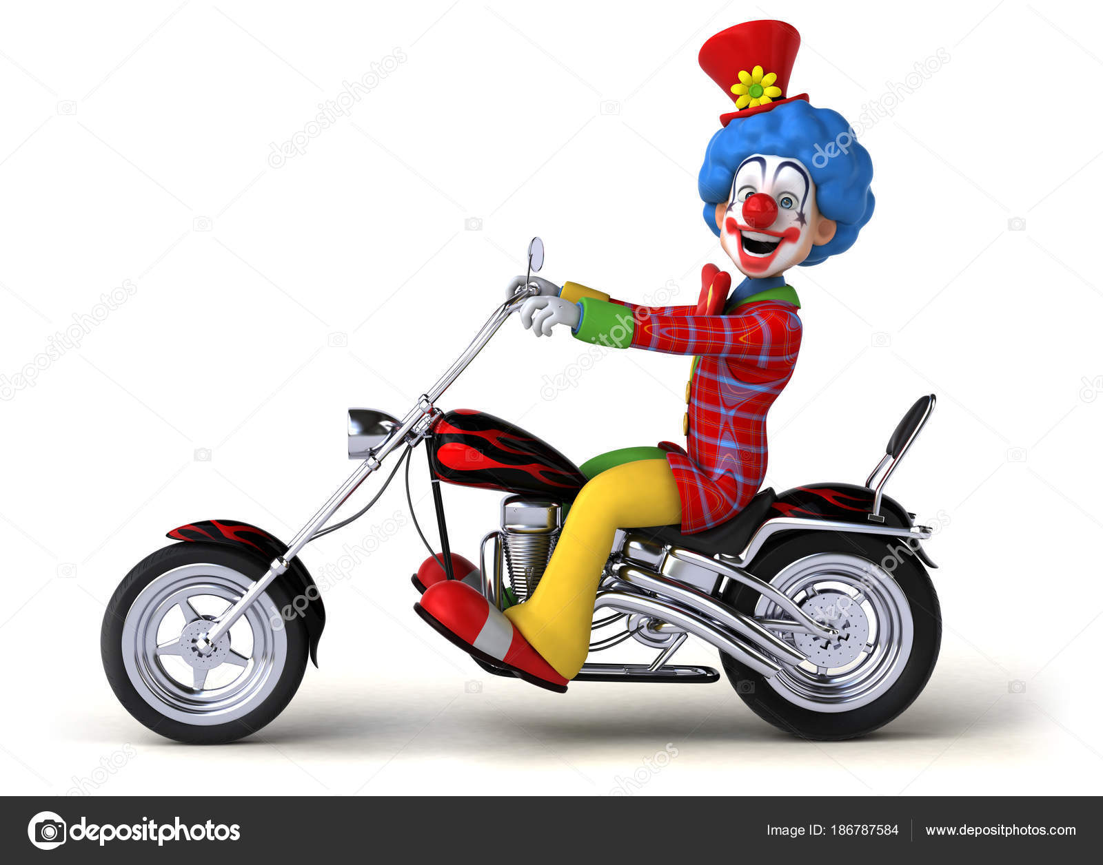 Iictures: motorcycle pic | Fun Clown Motorcycle Illustration — Stock