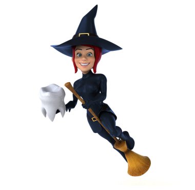 Eğlenceli çizgi film karakteri ile diş - 3d çizim