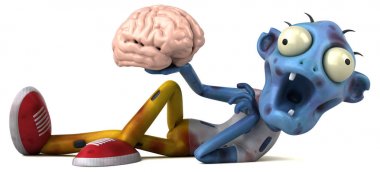 Komik çizgi film karakteri ile beyin - 3d çizim