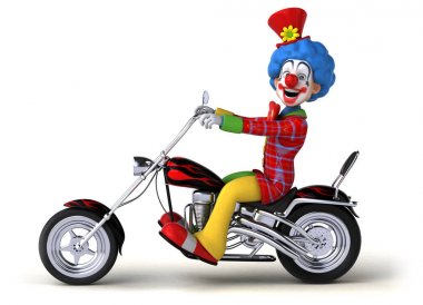 Eğlenceli palyaço motosiklet - 3d çizim