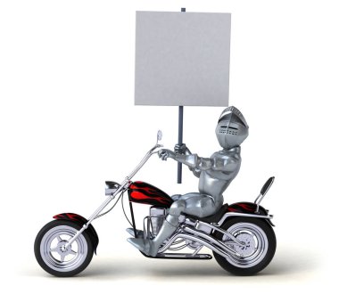 Eğlenceli şövalye motosiklet - 3d çizim