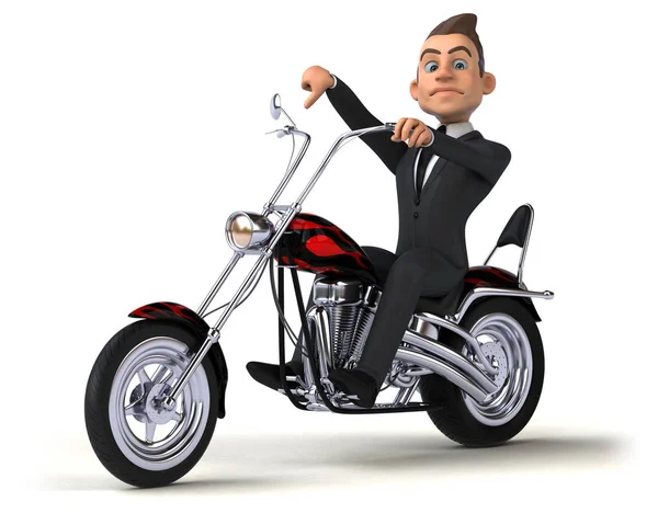 Веселий Бізнесмен Мотоциклі Ілюстрація — стокове фото
