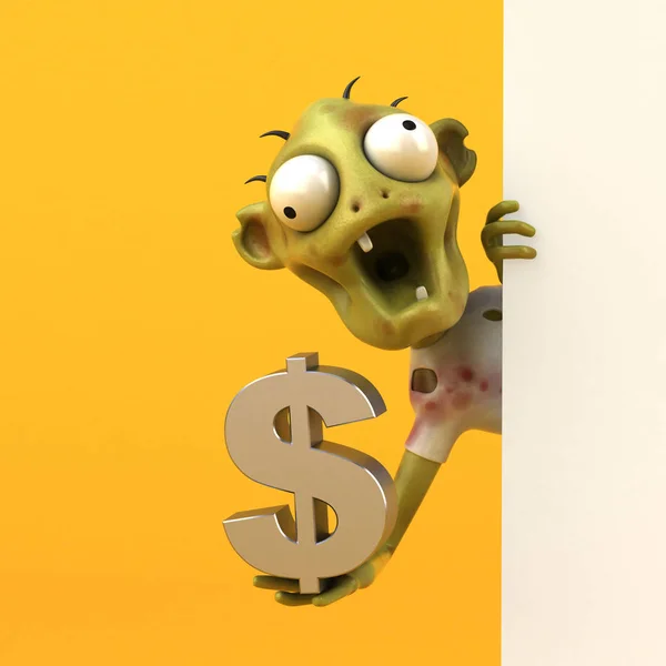 Funny Cartoon Character Dollar Illustration — Stock Photo, Image