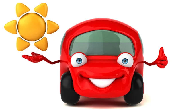 Spaß Auto Mit Sonne Illustration — Stockfoto