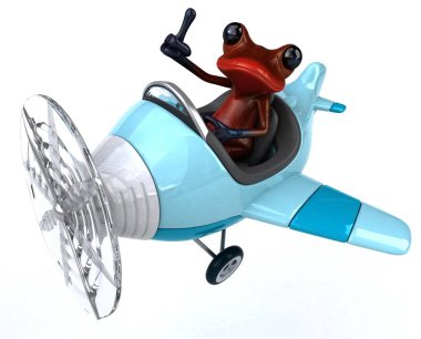 Uçak - 3d çizim eğlenceli çizgi film karakteri