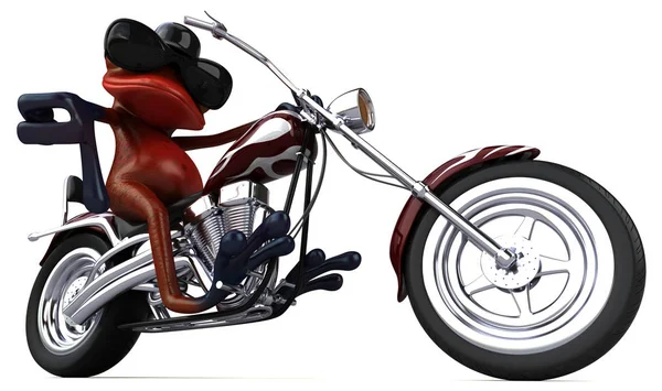 Spaß Cartoon Figur Auf Dem Motorrad Illustration — Stockfoto