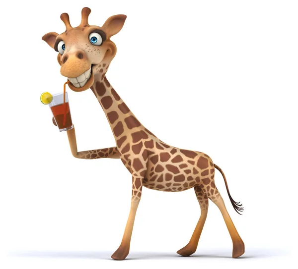 Rolig Giraff Dricka Illustration — Stockfoto