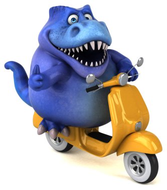 Motosiklet - 3d çizim üzerinde eğlenceli çizgi film karakteri