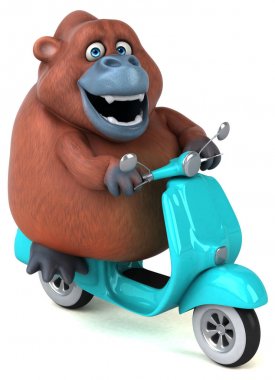 Komik karikatür karakter motosiklet üzerinde - 3d çizim