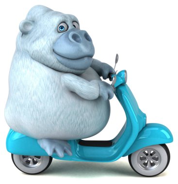 Komik karikatür karakter motosiklet üzerinde - 3d çizim