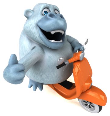 Komik karikatür karakter motosiklet üzerinde - 3d çizim