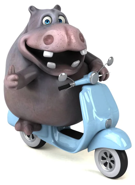 Funny Cartoon Character Motorbike Illustration — Stock Photo, Image