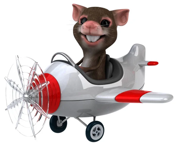 Mouse Divertido Avião Ilustração — Fotografia de Stock