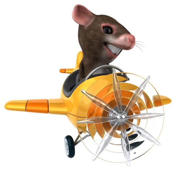 Mouse Divertido Avião Ilustração — Fotografia de Stock