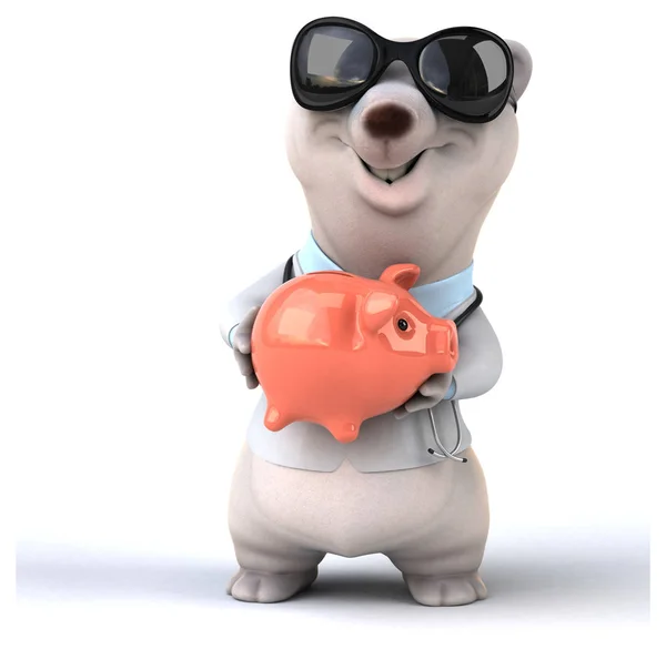 Lustige Cartoon Figur Mit Sparschwein Illustration — Stockfoto