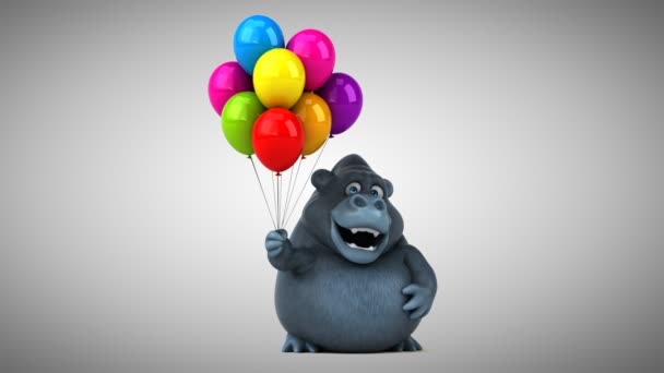 Çizgi film karakteri baloons holding — Stok video
