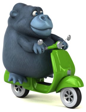 Komik karikatür karakter motosiklet üzerinde - 3d çizim