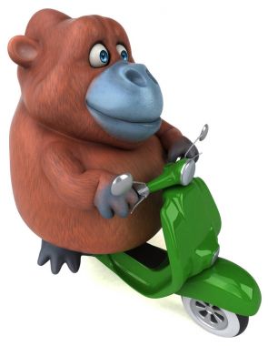 Komik karikatür karakter motosiklet üzerinde - 3d çizim