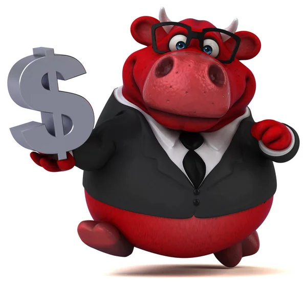 Toro Rojo Con Dólar Ilustración — Foto de Stock
