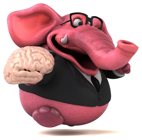 Pink Elephant Met Brain Illustratie — Stockfoto