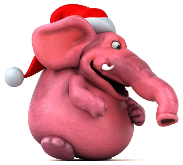 粉红色大象在圣诞老人帽子 — 图库照片