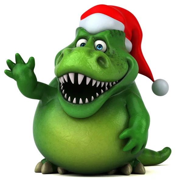 Fun Dinosaur Santa Claus Hat Illustration — Stock Photo, Image