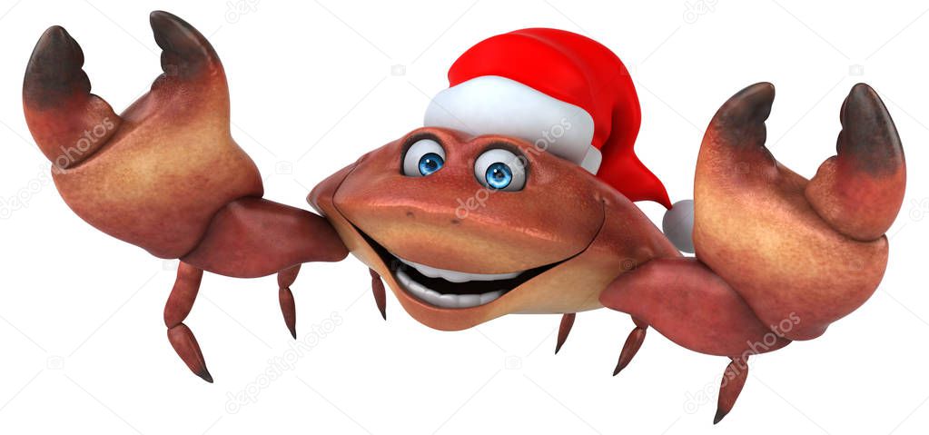 Fun crab  in Santa Claus hat  - 3D Illustration