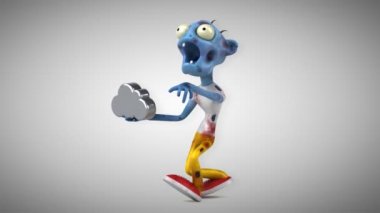 zombi eğlenceli çizgi film karakteri ile bulut - 3d animasyon 