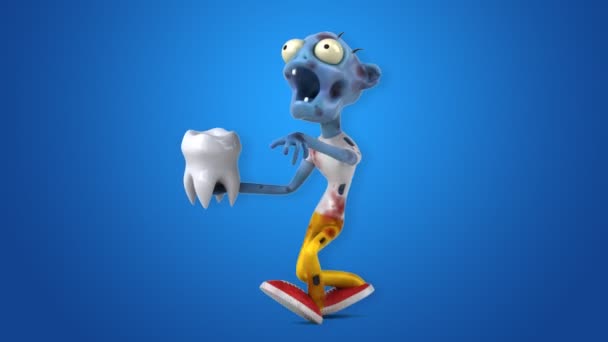 Zombie Cartoon Character Tooth Animation — Stock Video