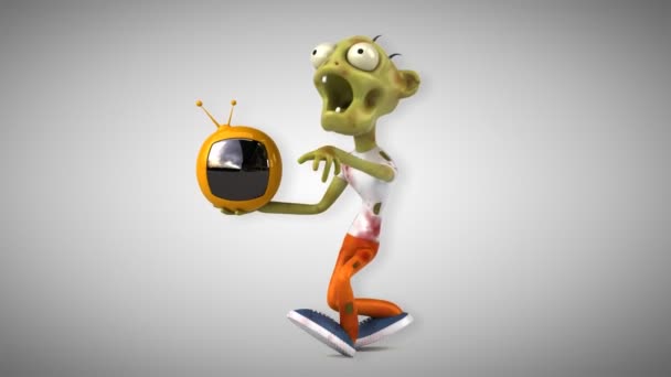 Personnage Dessin Animé Zombie Avec Télévision Animation — Video
